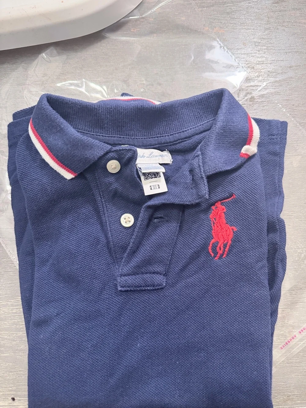 Ralph Lauren Navy Polo Baby Romper with Red Pony size 12 months